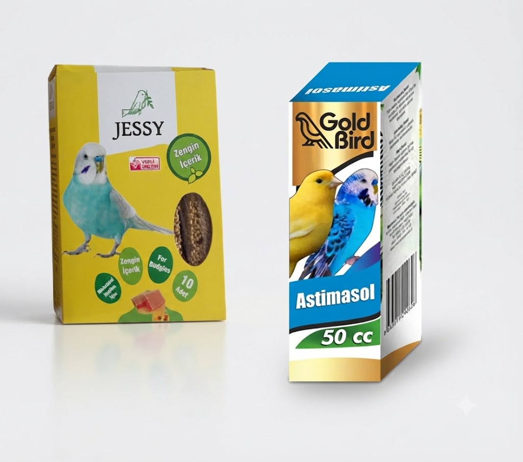 Jessy Muhabbet Kuşu Ballı Kraker  & Gold Bird Astimasol (50 cc) Bakım Seti